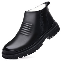 公牛欢腾2021马丁靴男冬季新款加绒保暖高帮休闲棉皮鞋防滑真皮厚底东北大棉鞋