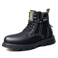 公牛欢腾2021马丁靴男高帮英伦风真皮工装靴内增高潮靴冬季黑色机车加绒皮靴男
