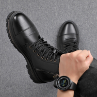 公牛欢腾2021马丁靴男秋季新款高帮机车男鞋潮鞋真皮英伦休闲工装鞋男中帮皮靴