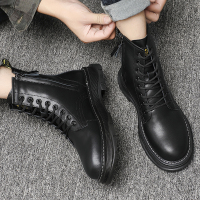 公牛欢腾2021马丁靴男高帮休闲皮鞋英伦风男鞋秋季百搭男靴子中帮真皮男士潮鞋