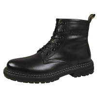 公牛欢腾2021男士马丁靴高帮真皮新款秋冬季韩版加绒百搭工装靴中帮皮靴子