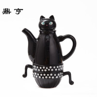鼎亨日式简约shinzi katoh创意陶瓷可爱小猫茶具咖啡厅泡茶杯水壶