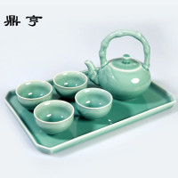 鼎亨龙泉青瓷水具套装 陶瓷凉水具送礼盒 茶壶家用 杯子水杯套装