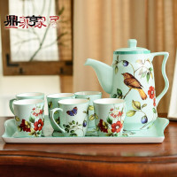 鼎亨新中式陶瓷茶壶套装美式乡村茶具下午茶咖啡具凉水壶茶杯托盘
