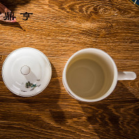 鼎亨景德镇陶瓷茶杯大号骨质瓷带盖水杯子超大霸王杯1000ML金边田