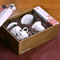 鼎亨景德镇家用茶杯陶瓷带盖过滤茶叶四件杯办公室会议杯子个人泡