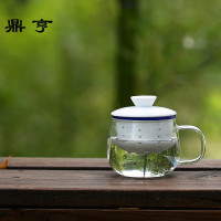 鼎亨玻璃杯办公室功夫茶杯飘逸杯陶瓷耐热玻璃茶具泡茶杯带盖子过