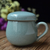 鼎亨茶杯 陶瓷带盖水杯家用 办公室带过滤内胆三件套大号茶杯