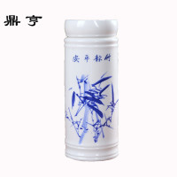 鼎亨景德镇青花瓷双层陶瓷茶保温带盖茶杯办公随手礼品男女士养生