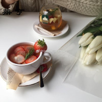 鼎亨ins韩国网红咖啡厅咖啡杯碟 韩风咖啡馆奶昔比 苏打水杯 chi