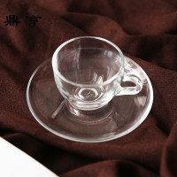 鼎亨[2套]土耳其美式咖啡杯透明花茶杯拿铁饮料玻璃杯碟套装