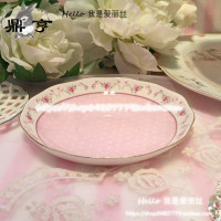 鼎亨原单出口 骨粉骨瓷波点粉色玫瑰花烫金带碟咖啡杯下午茶杯