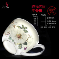 鼎亨燕麦片早餐杯子陶瓷牛奶咖啡杯带盖勺马克杯子创意骨瓷杯大口