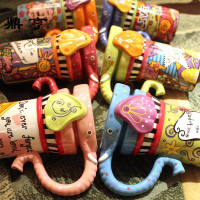 鼎亨仟度彩绘大象杯 可爱动物马克杯带盖带勺陶瓷咖啡杯 创意情侣