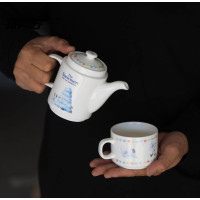 鼎亨小词2007 出口美国 圣诞主题 陶瓷雪人茶壶 咖啡壶套装 一壶