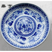 鼎亨景德镇陶瓷青花大圆盘蒸鱼盘水果盘子剁椒鱼头盘酒店用14寸以