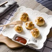 鼎亨景德镇浮蝴蝶西餐盘菜盘饺子盘陶瓷创意水果盘分格盘骨瓷点