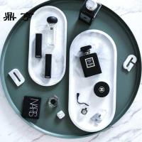 鼎亨景德镇ins陶瓷北欧大理石椭圆形陶瓷金边盘子家用早餐盘鱼盘