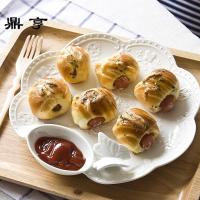 鼎亨景德镇浮西餐盘菜盘饺子盘陶瓷创意水果盘分格盘纯白骨瓷点