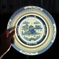 鼎亨景德镇釉下彩元青花陶瓷盘子菜盘家用西餐盘饺子牛排盘创意餐