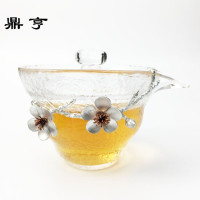 鼎亨盖碗 纯锡梅枝初雪日式茶杯子玻璃三才盖碗泡茶器手抓壶功夫