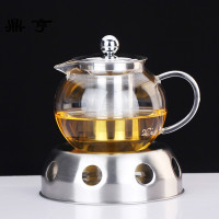鼎亨 泡茶壶花茶壶耐热过滤玻璃茶壶蜡烛座保温座套装花茶具
