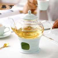 鼎亨日系玫瑰花果茶茶壶创意龙泉釉陶瓷煮花茶具耐热玻璃下午茶具