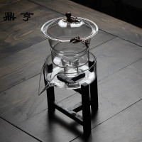 鼎亨 耐热玻璃茶具半自动盖碗冲茶器出水泡茶壶旋转功夫茶道