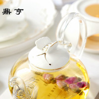 鼎亨日系蝴蝶花茶壶煮水果茶壶套装陶瓷玻璃下午茶花果茶茶具蜡烛