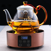 鼎亨耐高温黑茶蒸茶壶全玻璃蒸汽煮茶器电陶炉家用加厚普洱茶具套