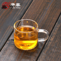 鼎亨加厚耐热玻璃杯品茗杯荼只装功夫茶具带把水杯小茶杯子喝茶杯
