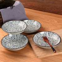 鼎亨4个装景德镇日式陶瓷创意餐具圆形盘子菜盘家用西餐盘牛排盘