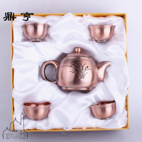 鼎亨俄罗斯红铜茶杯茶具套装仿古中式茶壶酒杯酒具工艺礼品家用摆