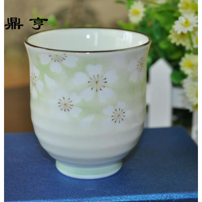 鼎亨日式 日本进口釉下彩陶瓷茶具 和心花吹雪直身茶杯 酒杯对杯