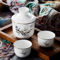 鼎亨陶瓷温酒器烫酒壶家用骨瓷酒具套装中式煮热暖酒壶白酒清酒黄