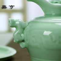 鼎亨半斤装青瓷带盘温酒壶套装暖烫酒壶陶瓷小酒盅烈酒杯黄酒酒具