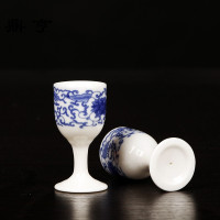 鼎亨白酒酒具酒壶整套装青花陶瓷高脚小酒杯家用分酒器套件