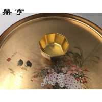 鼎亨日本九谷烧古典金箔酒杯六入装 日式陶瓷小茶杯 品茗杯清酒杯