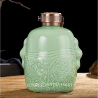 鼎亨陶瓷酒瓶5斤装饰酒壶古风五斤大酒瓶酒坛子密封白酒器酒具土