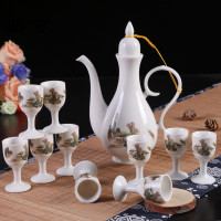 鼎亨 白酒杯分酒器酒具套装 陶瓷酒壶高脚杯小酒盅烈酒杯