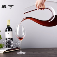 鼎亨人工吹制水晶玻璃红黑丝天鹅u型醒酒器红酒酒具