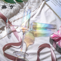 鼎亨水晶玻璃彩虹红酒杯高脚杯2只装家用套装欧式U型醒酒器葡萄酒