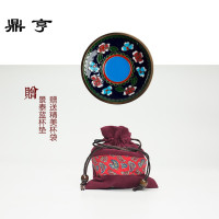 鼎亨陶瓷功夫茶具茶杯子霁蓝色釉描金鎏银品茗茶碗茶盏主人单杯