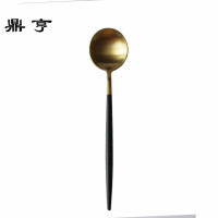 鼎亨素功瑾礼欧式牛排刀叉套装勺金色银色不锈钢西餐餐具家用刀叉