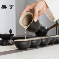 鼎亨恒铭昌整套功夫茶具套装 黑陶汝瓷手工侧把茶壶品茗杯盖碗干