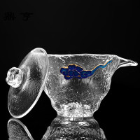 鼎亨恒铭昌日式贴花初雪盖碗水晶玻璃三才茶碗手抓壶分茶器盖杯茶