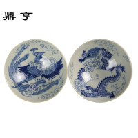 鼎亨 龙凤斗笠盏 景德镇仿大明青花品茗杯茶杯 纯手工功夫茶具