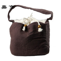 鼎亨 加厚麻棉收纳旅行 茶壶茶具茶杯手工布布袋 一壶四杯