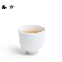 鼎亨茶器景德镇陶瓷品茗杯甜白釉花瓣功夫茶杯白瓷莲花杯个人杯