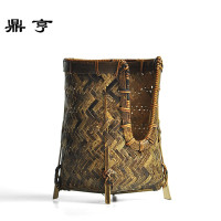 鼎亨复古禅意日式竹编茶杯篓杯笼沥架功夫茶杯架茶杯收纳器茶道